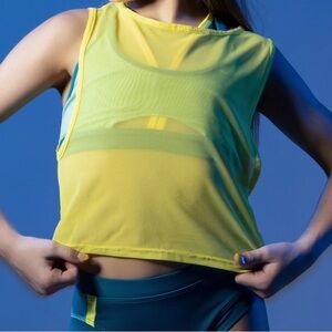 Adult XS TIGER FRIDAY Yellow Mesh Tank